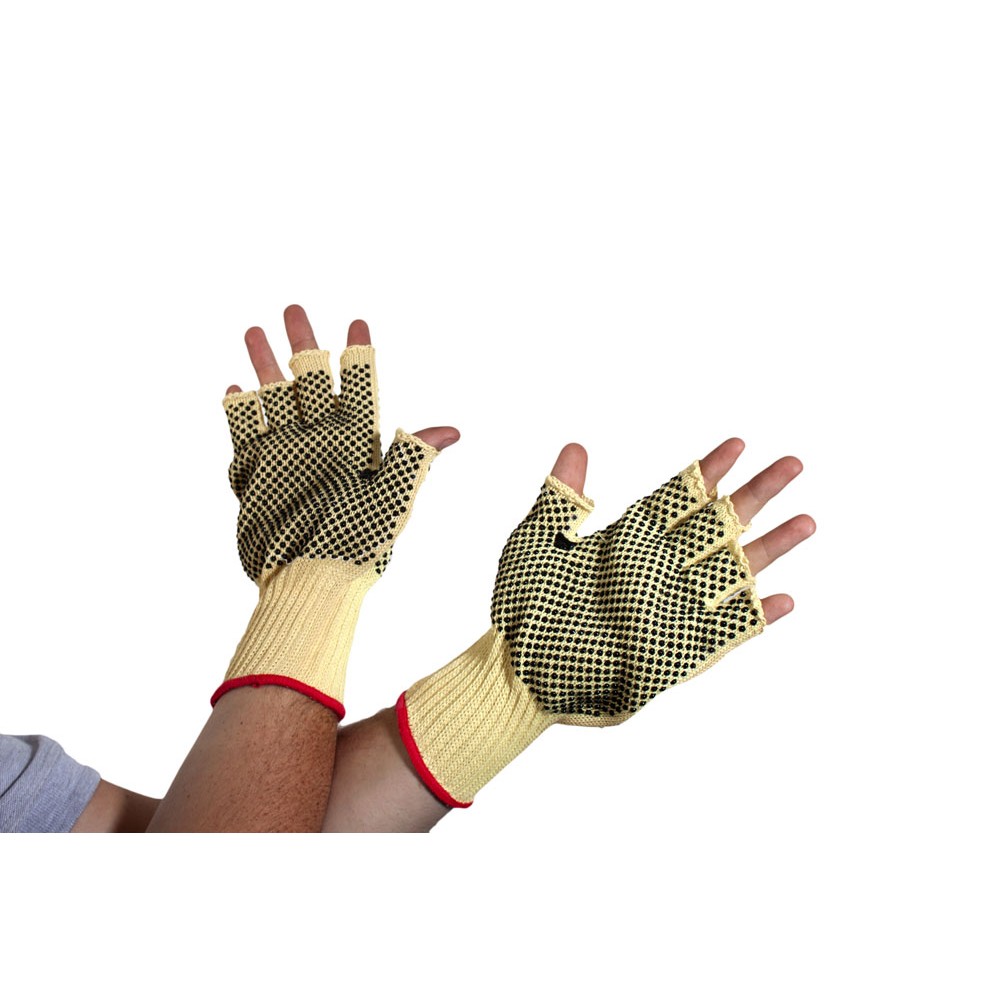 Kevlar PVC Dot Fingerless Glove WorkWear Experts